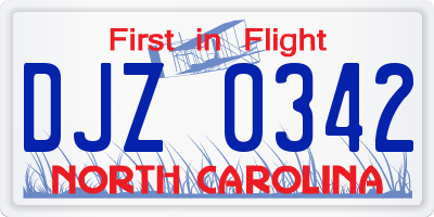 NC license plate DJZ0342