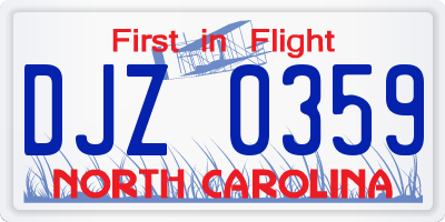 NC license plate DJZ0359