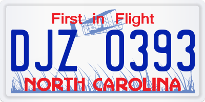 NC license plate DJZ0393