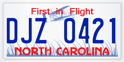 NC license plate DJZ0421