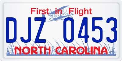 NC license plate DJZ0453