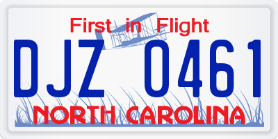 NC license plate DJZ0461