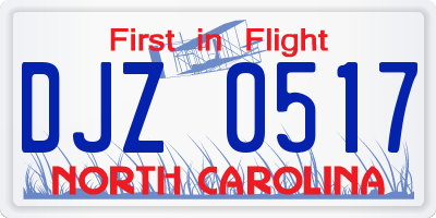 NC license plate DJZ0517