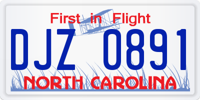 NC license plate DJZ0891