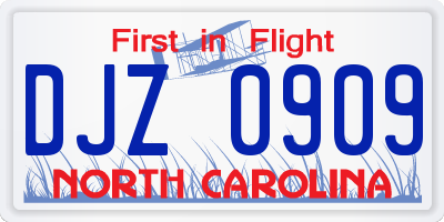 NC license plate DJZ0909