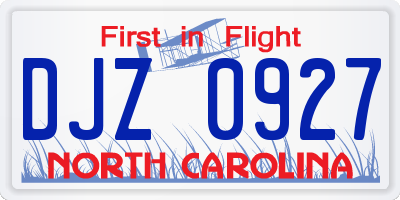 NC license plate DJZ0927