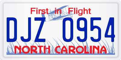 NC license plate DJZ0954