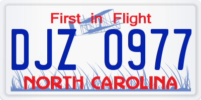 NC license plate DJZ0977