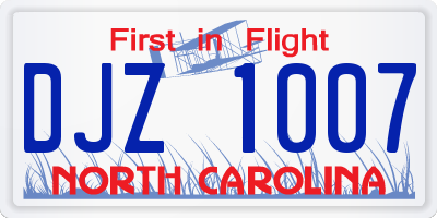 NC license plate DJZ1007