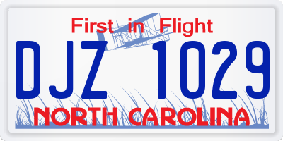 NC license plate DJZ1029