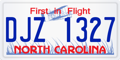 NC license plate DJZ1327