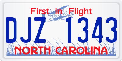 NC license plate DJZ1343
