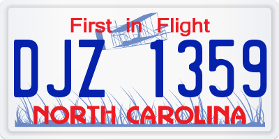 NC license plate DJZ1359