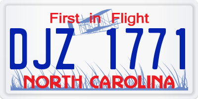 NC license plate DJZ1771