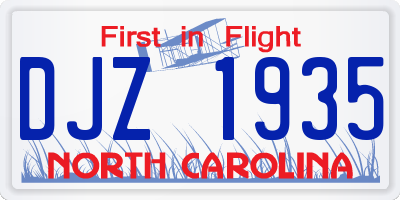 NC license plate DJZ1935