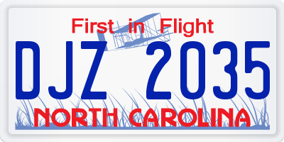 NC license plate DJZ2035