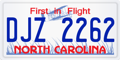 NC license plate DJZ2262