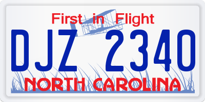 NC license plate DJZ2340