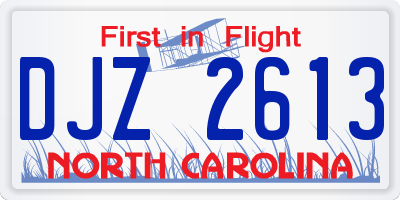 NC license plate DJZ2613