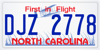 NC license plate DJZ2778