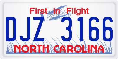 NC license plate DJZ3166