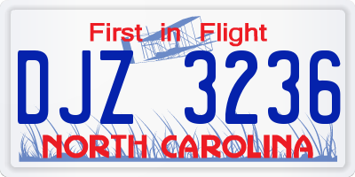NC license plate DJZ3236