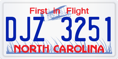 NC license plate DJZ3251