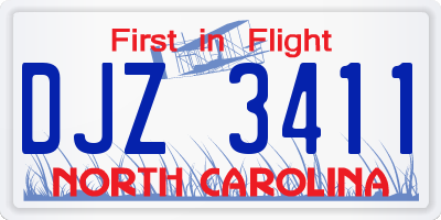 NC license plate DJZ3411