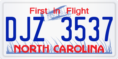 NC license plate DJZ3537