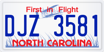 NC license plate DJZ3581