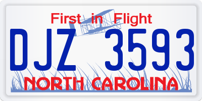 NC license plate DJZ3593