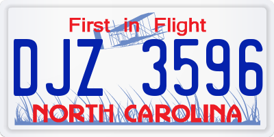 NC license plate DJZ3596