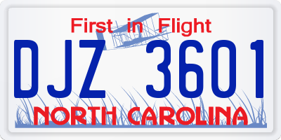 NC license plate DJZ3601