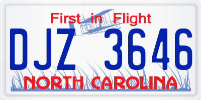 NC license plate DJZ3646