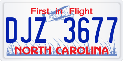 NC license plate DJZ3677