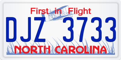NC license plate DJZ3733