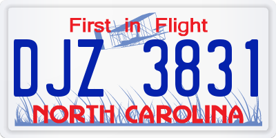 NC license plate DJZ3831