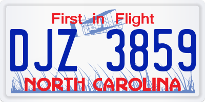 NC license plate DJZ3859
