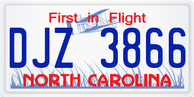 NC license plate DJZ3866