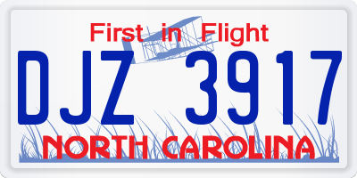 NC license plate DJZ3917
