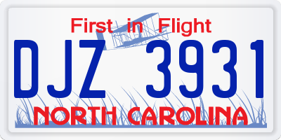 NC license plate DJZ3931
