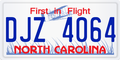NC license plate DJZ4064