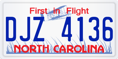 NC license plate DJZ4136