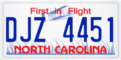 NC license plate DJZ4451