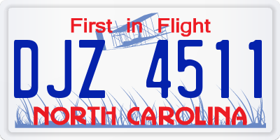 NC license plate DJZ4511