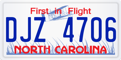 NC license plate DJZ4706