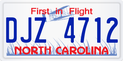 NC license plate DJZ4712