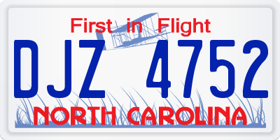 NC license plate DJZ4752
