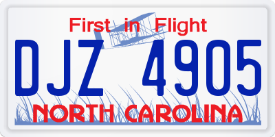 NC license plate DJZ4905