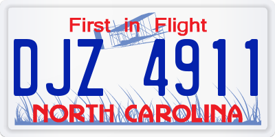 NC license plate DJZ4911